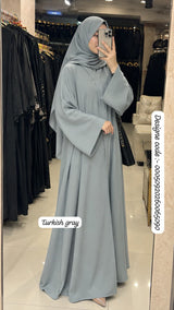 Premium Zoom Fabric Front-Open Plus Size Classy Abaya with Black Dupatta